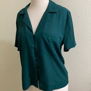 Lulus Green Lightweight Collar Button Up Blouse
